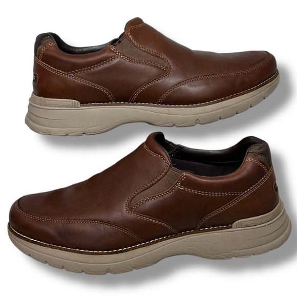 Rockport ProWalker City Men's 10.5 Brown Leather Loafers Slip-On Comfort Shoes - Picture 2 of 10